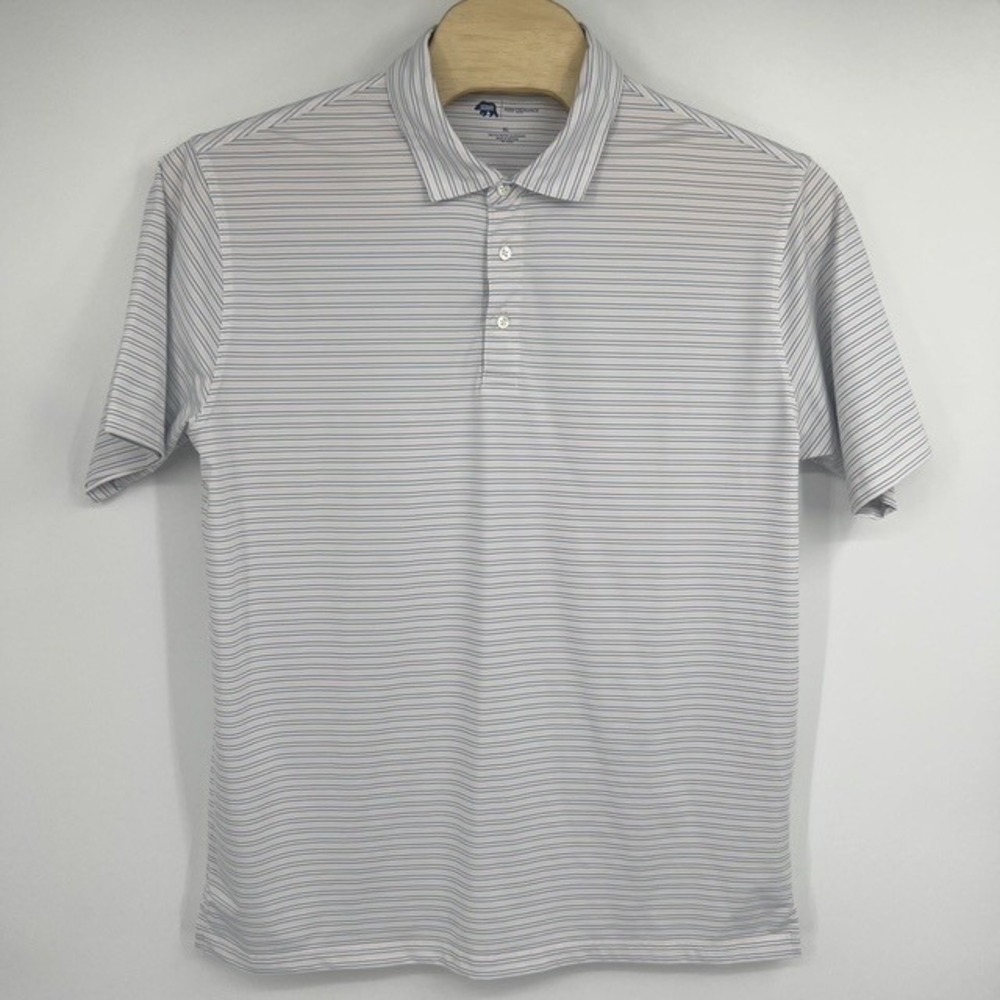 Onward Reserve Mens XL Blue and Pink Striped Short Sleeve Performance Polo Shirt